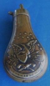 Antique ORIGINAL CIVIL WAR ERA DOUBLE EAGLE POWDER FLASK FOR CASED COLT & OTHERS - 6 of 13