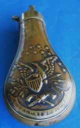 Antique ORIGINAL CIVIL WAR ERA DOUBLE EAGLE POWDER FLASK FOR CASED COLT & OTHERS - 5 of 13