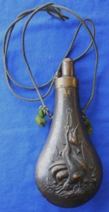 Antique AMERICAN FLASK & CAP Co. DEAD GAME FLASK R. RILING BOOK # 619 - 2 of 13