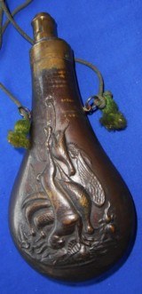 Antique AMERICAN FLASK & CAP Co. DEAD GAME FLASK R. RILING BOOK # 619 - 10 of 13