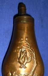Antique POWDER FLASK 2 PHEASANTS BIRDS HANGING FROM TREE BRANCH - 10 of 15