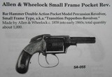 Antique ALLEN & WHEELOCK REVOLVER SMALL FRAME POCKET PEPPERBOX - 17 of 18
