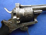 Antique ENGRAVED 1860s CIVIL WAR ERA FRENCH .31 CAL. PINFIRE REVOLVER - 2 of 16