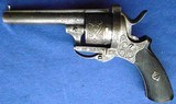 Antique ENGRAVED 1860s CIVIL WAR ERA FRENCH .31 CAL. PINFIRE REVOLVER - 6 of 16