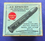 Vintage BRIGHT BOX of REMINGTON UMC .43 SPANISH BLACK POWDER NOS AMMO