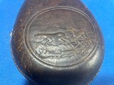 Antique 3 EMBOSSED CIVIL WAR ERA LEATHER & BRASS SHOT FLASKS DOGS - 12 of 18