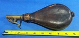 Antique 3 EMBOSSED CIVIL WAR ERA LEATHER & BRASS SHOT FLASKS DOGS - 13 of 18