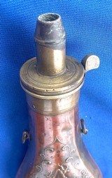 Antique CIVIL WAR ERA POWDER FLASK HUNTER, DOGS & BEAR IN A TREE - 5 of 8