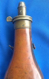 Antique CIVIL WAR ERA POWDER FLASK HUNTER, DOGS & BEAR IN A TREE - 6 of 8