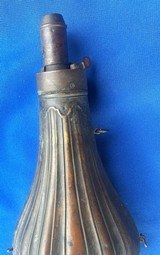 Antique AMERICAN FLASK & CAP POWDER FLASK RILING #276 FLUTED DESIGN - 3 of 7