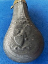 Antique EAGLE & SHIELD ZINC POCKET SIZE POWDER FLASK COLT, ETC. - 3 of 6