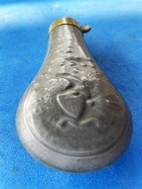 Antique EAGLE & SHIELD ZINC POCKET SIZE POWDER FLASK COLT, ETC. - 5 of 6