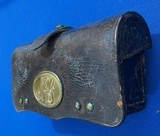 Antique McKENNY Co. / RIDABOCK Co. NSG .45-70 LEATHER CARTRIDGE BOX - 3 of 9