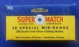 Vintage WINCHESTER - WESTERN .38 SPECIAL SUPER MATCH AMMO NOS. 50 RNDS. - 2 of 5