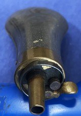 Antique CIVIL WAR ERA EAGLE PISTOL POWDER FLASK ZINC 4 1/2" - 3 of 3