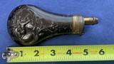 Antique CIVIL WAR ERA HOUND HUNTING DOG PISTOL FLASK 5 1/2" ZINC - 1 of 4