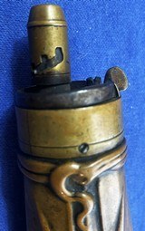 Antique CIVIL WAR ERA COPPER & BRASS POWDER FLASK LEAF DESIGN 6 3/4" - 7 of 7