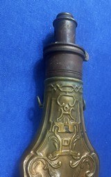 Original G & JW HAWKSLEY SHEFFIELD POWDER FLASK GOTHIC DESIGN 8 1/2" - 2 of 4