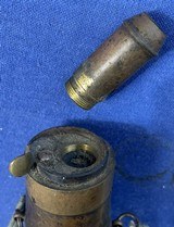 Antique CIVIL WAR ERA POWDER FLASK DEER, ELK, FOX AMERICAN FLASK & CAP - 4 of 5