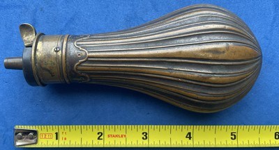 Antique CIVIL WAR ERA FLUTED POCKET or CASED PISTOL FLASK