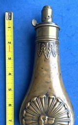 Antique CIVIL WAR ERA HOUND HEAD SNIDER SHOTGUN MUSKET POWDER FLASK - 1 of 9