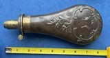 Antique 1860s BARTRAM & Co. POWDER FLASK PHEASANTS & CHICKS - 1 of 9