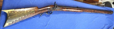 Antique J. MAGILL PERCUSSION FLINTLOCK KENTUCKY RIFLE FULL TIGER STRIPE STOCK