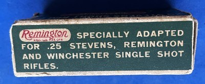 Vintage REMINGTON .25 STEVENS RF AMMO DOG BONE PARTIAL BOX 32 ROUNDS - Image 5 of 7