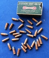 Vintage REMINGTON .25 STEVENS RF AMMO DOG BONE PARTIAL BOX 32 ROUNDS - Image 2 of 7
