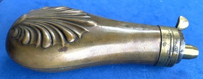 Antique ORIGINAL CIVIL WAR ERA SHELL DESIGN 4 1/2" CASED PISTOL or POCKET FLASK - Image 4 of 5