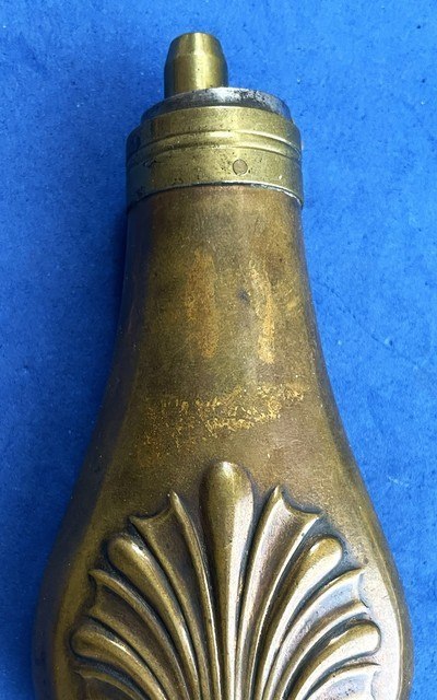 Antique ORIGINAL CIVIL WAR ERA SHELL DESIGN 4 1/2" CASED PISTOL or POCKET FLASK - Image 2 of 5