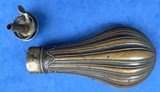 Antique ORIGINAL FLUTED DESIGN POCKET or CASED PISTOL POWDER FLASK 5 1/2" - 2 of 5