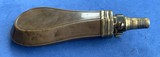 Antique CIVIL WAR ERA FLAT PANEL DESIGN POCKET POWDER FLASK 5 1/4" - Image 4 of 4