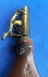 Antique CIVIL WAR ERA LEATHER 3 lb. AM FLASK & CAP Co. RABBIT & BIRDS - Image 6 of 8