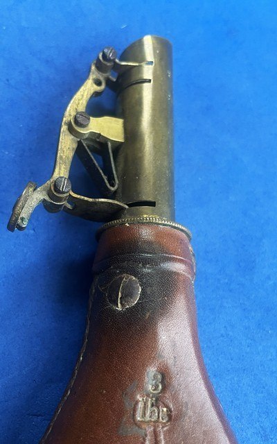 Antique CIVIL WAR ERA LEATHER 3 lb. AM FLASK & CAP Co. RABBIT & BIRDS - Image 6 of 8