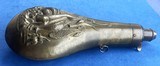 Antique ORIGINAL COPPER & BRASS POWDER FLASK RABBIT & BIRDS - Image 4 of 7