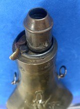 Antique ORIGINAL COPPER & BRASS POWDER FLASK RABBIT & BIRDS - Image 6 of 7