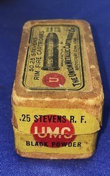 Antique BLACK POWDER AMMO UMC .25 STEVENS LONG 2 PART BOX - 1 of 7