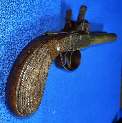 Antique DOUBLE BRASS BARREL SxS PERCUSSION PISTOL - Image 7 of 7