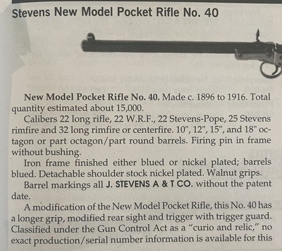 Vintage .25 STEVENS POCKET RIFLE No. 40 NEW MODEL WITH STOCK & TANG SIGHT - Image 2 of 18