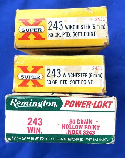 Vintage AMMO 3 BOXES WINCHESTER .243 WESTERN & REMINGTON 54 RNDS. - Image 1 of 7