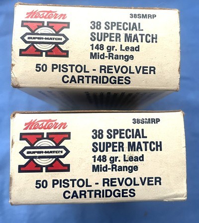 Vintage MATCH AMMO .38 S&W WESTERN 2 BOXES 100 ROUNDS - Image 3 of 6
