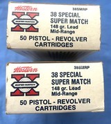 Vintage MATCH AMMO .38 S&W WESTERN 2 BOXES 100 ROUNDS - Image 3 of 6