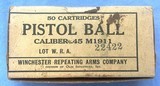 Vintage WINCHESTER AMMO GOVERMENT 1911 AUTO .45 NOS. FULL 50 RNDS. - Image 1 of 5