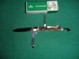 Hubertus Jagdmesser Stag Scales Folding Knife New in Box - Main Blade - Saw Blade - cork screw - 2 of 3