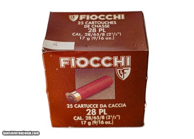 Fiocchi Shells 28ga (2 1/2" Shell / 9/16 Oz / 4 Shot) - 25 Pack *LARGE QUANTITIES AVAILABLE*