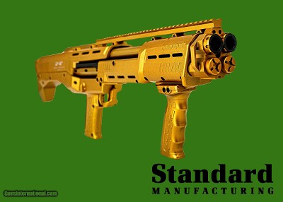 Standard Manufacturing - DP-12 Double Barrel Pump Shotgun - Gold FACTORY DIRECT IMMEDIATE SHIPMENT MAKE OFFER