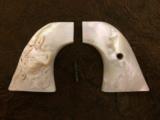 Great Vintage Carved Steer Head Pearl Grips for a Colt SAA Revolver! NICE - 1 of 5