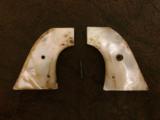 Great Set of Vintage Carved Steer Head Pearl Grips Colt SAA Pre War Revolver - 2 of 5