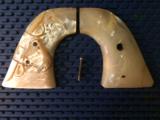 RARE Carved Steer Head Pearl Grips Colt SAA Revolver! - 1 of 3